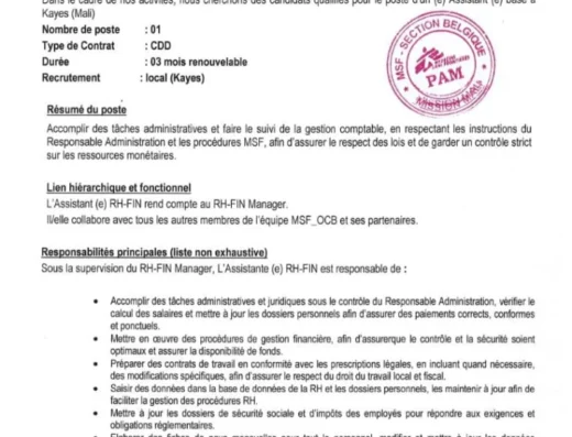 Recrutement Médecins Sans Frontières Belgique – 3 postes à pourvoir